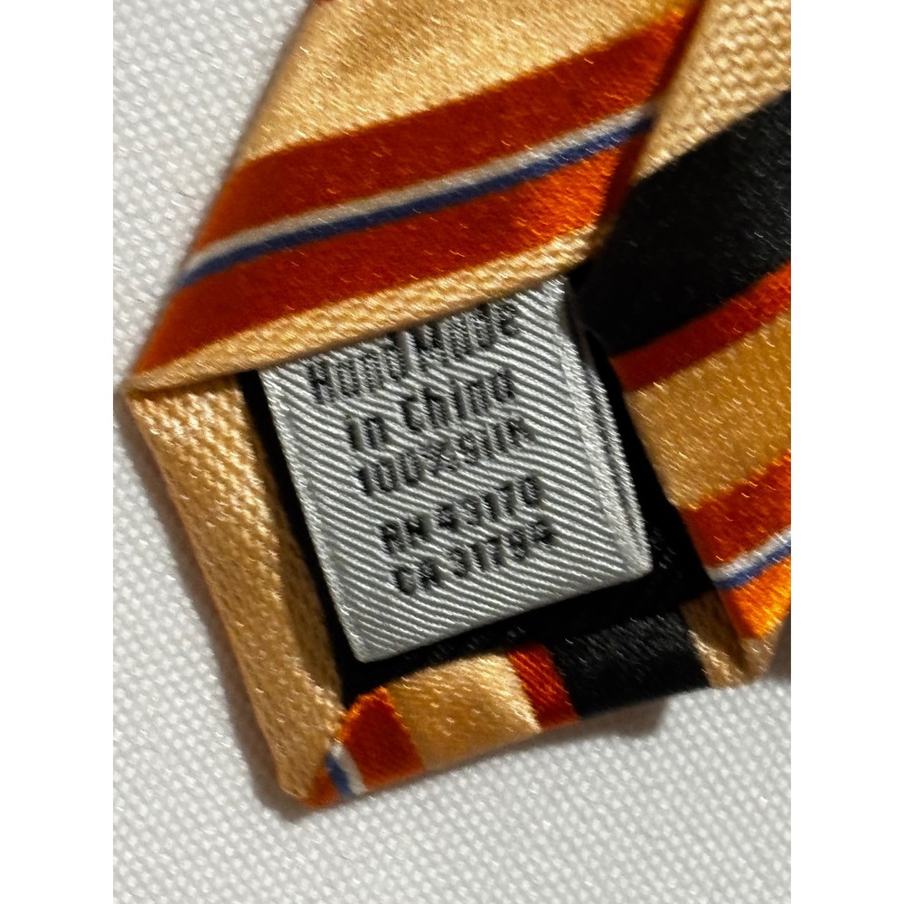 Vintage Geoffrey Beene Mens Striped Silk Necktie tie Black Orange office retro - Picture 5 of 6